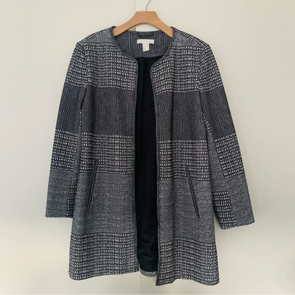 H&M Black White Checkered Open Overcoat - Picture 2 of 11
